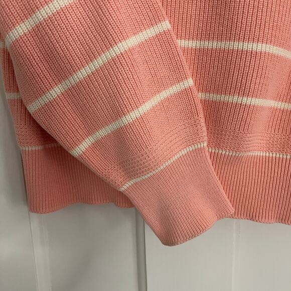 Lands' End Henley Striped Sweater Peach Pink Women Sz L 80s 90s Vintage - Picture 6 of 8